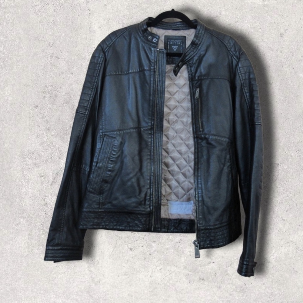 Guess Leather Quilted Jacket, size Medium